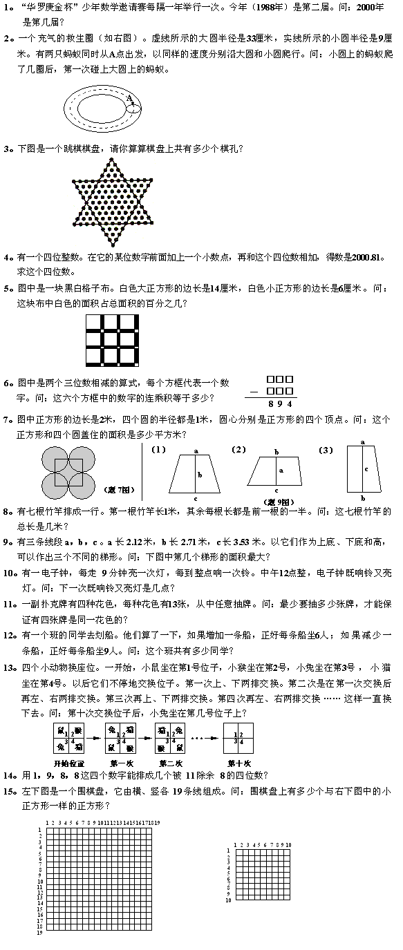 第二届“华罗庚金杯”少年数学邀请赛初试试题1