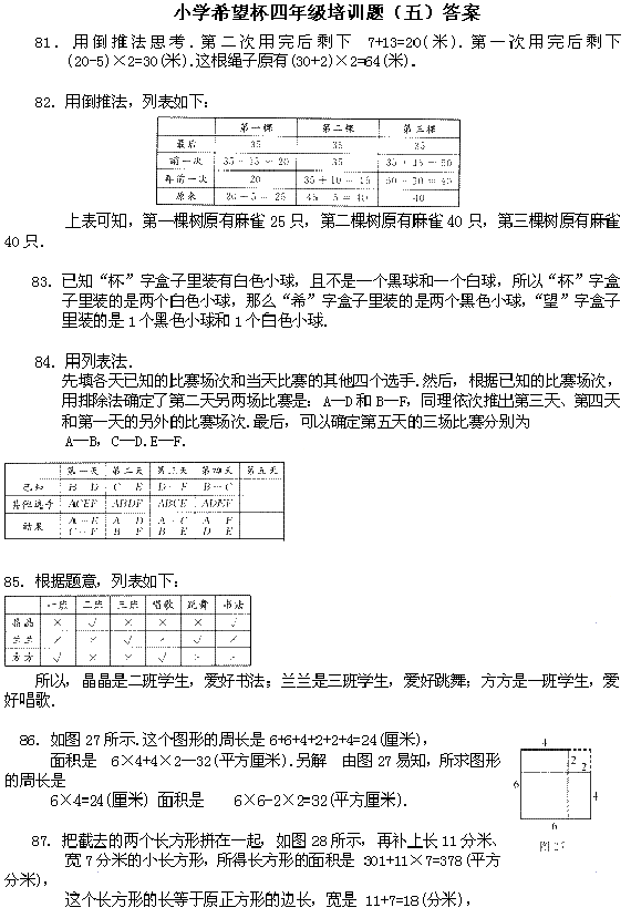 小学四年级希望杯培训试题五（附答案）2