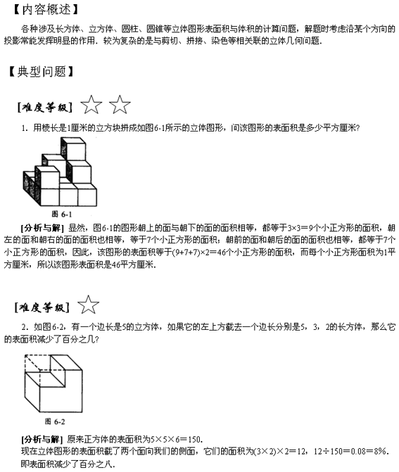 小学奥数专题训练――立体图形1