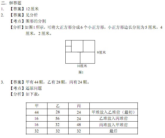 第八届春蕾杯小学数学三年级决赛答案3