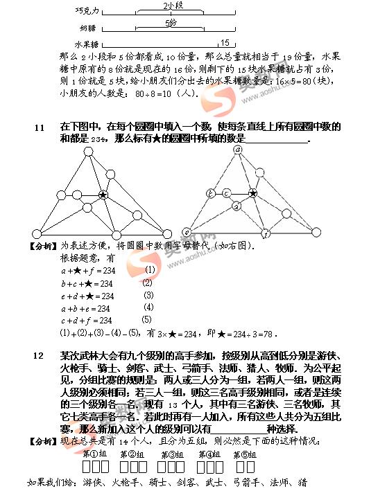 真题详解：2009数学解题能力展示小学低年级组4