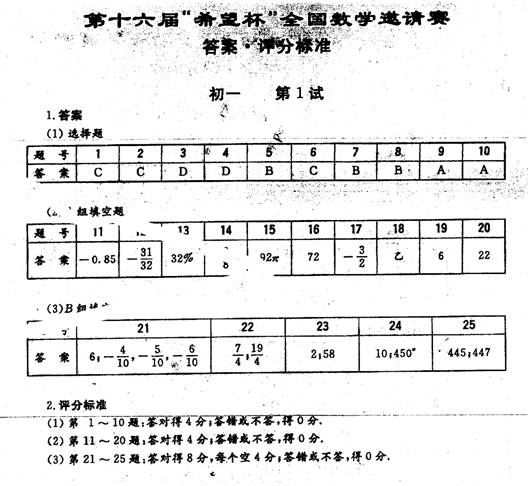 第十六届“希望杯”全国数学邀请赛初一组一试3