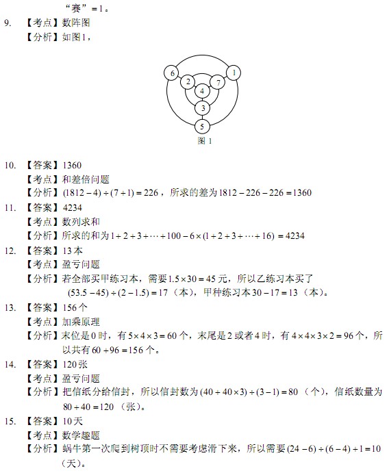 第八届春蕾杯小学数学四年级决赛答案2