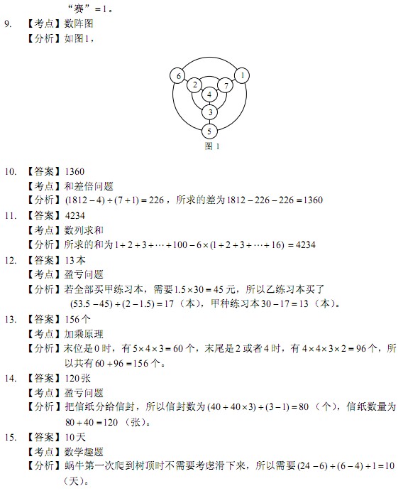 第八届春蕾杯小学数学四年级决赛试题及答案5