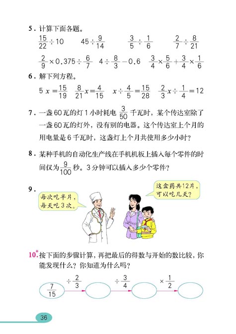 人教版六年级数学十一册：3.1分数除法9