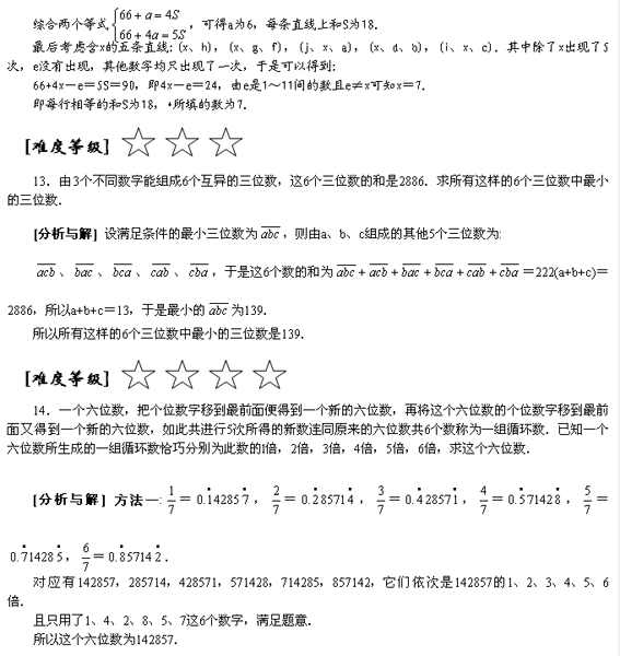 小学奥数专题训练――数字谜综合10