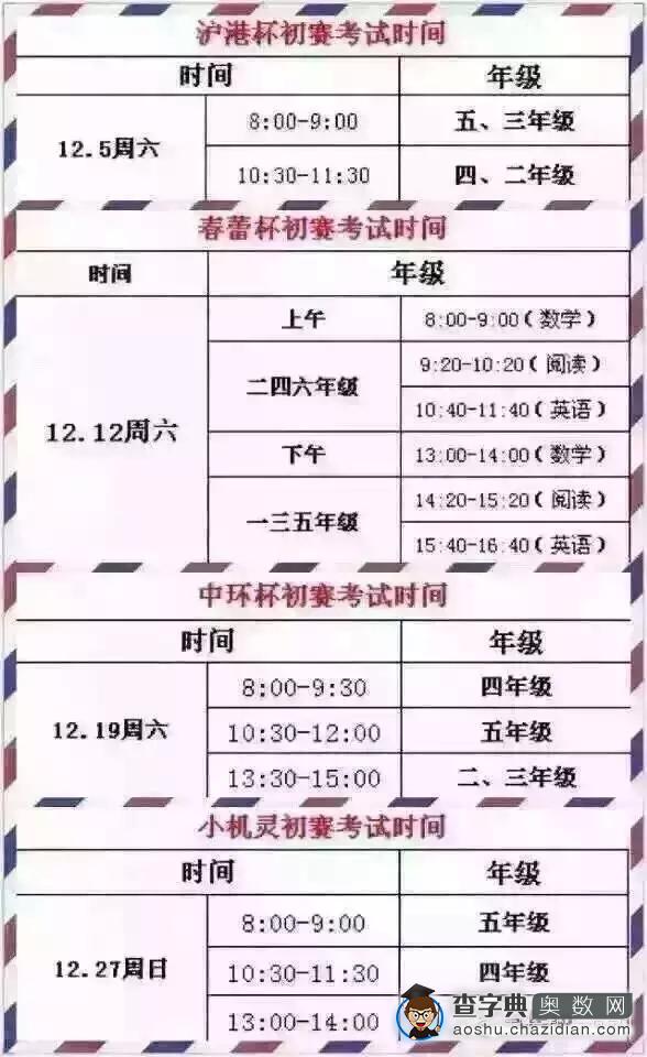 上海第16届中环杯初赛考前注意事项1