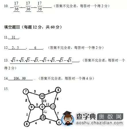 2015年第十三届走美杯初赛八年级试题答案2