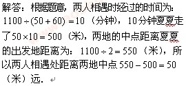 三年级奥数题及答案:相遇问题1