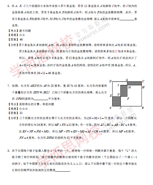 2016郑州数学花园探秘复赛小中组A卷试题&详解3