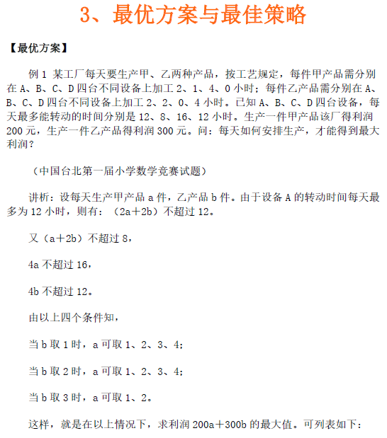 2017年合肥奥数解题思路讲解：最优方案1